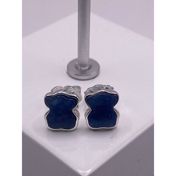 SILVER NEW COLOR EARRINGS WITH QUARTZ WITH DUMORTIERITE - Picture 1 of 3